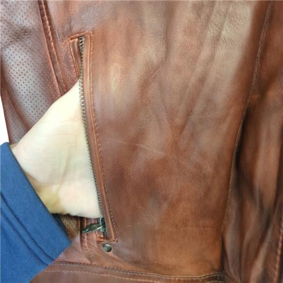 Superior Leather Garment Cafe Racer Distressed Leather Motorcycle Jacket Men's L - Picture 5 of 9